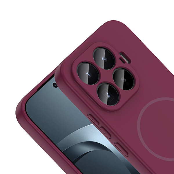 Başkenttekno Xiaomi 17T Meta Lansman Magsafe Kamera Korumalı içi Kadife Yumuşak Renkli Süet Silikon Mürdüm