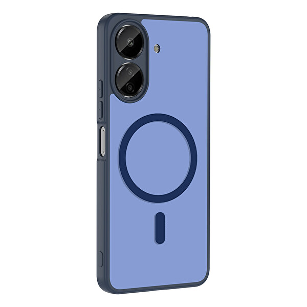 Başkenttekno Xiaomi Redmi 13C Uyumlu Kılıf Mat Magsafe Şarj Hassas Butonlu Yumuşak Kenarlı Babet Kapak Lacivert