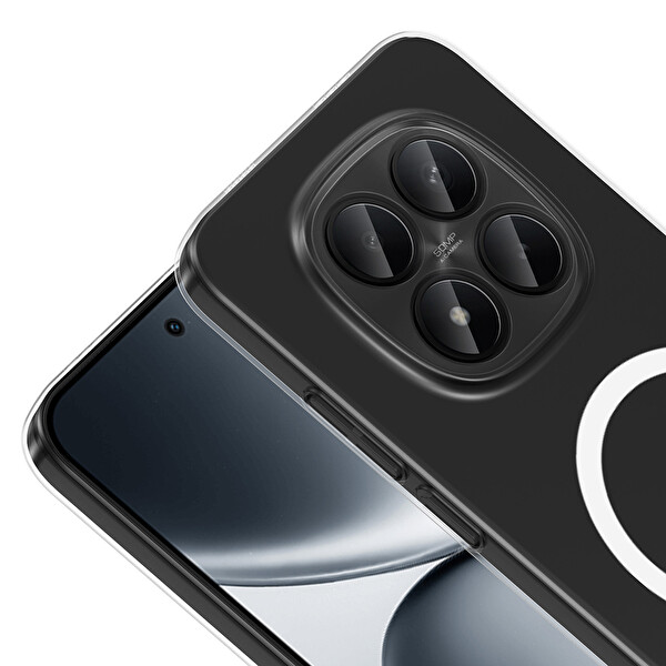 Başkenttekno Xiaomi Redmi Note 15 Pro Plus Uyumlu Kamera Korumalı MagSafe Şarj Şeffaf London Sert Plastik Şeffaf