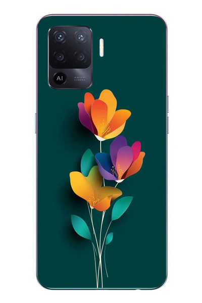 Le Balvo Oppo Reno 5 Lite Uyumlu Modernizimin Çicekleri Baskılı Silikon Kılıf