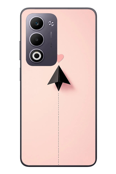 Le Balvo Oppo A5 4G Uyumlu Kalp Siyah Uçak Baskılı Silikon Kılıf