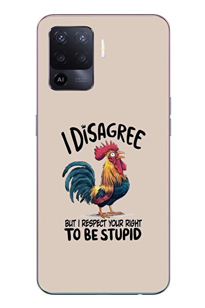 Le Balvo Oppo Reno 5 Lite Uyumlu I Disagree Baskılı Silikon Kılıf