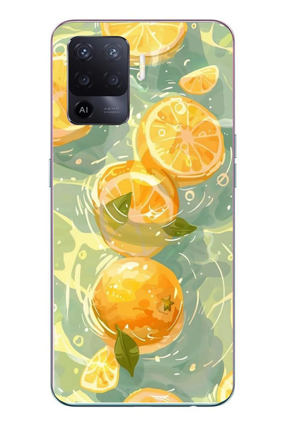Le Balvo Oppo Reno 5 Lite Uyumlu Limonlar Pastel Baskılı Silikon Kılıf