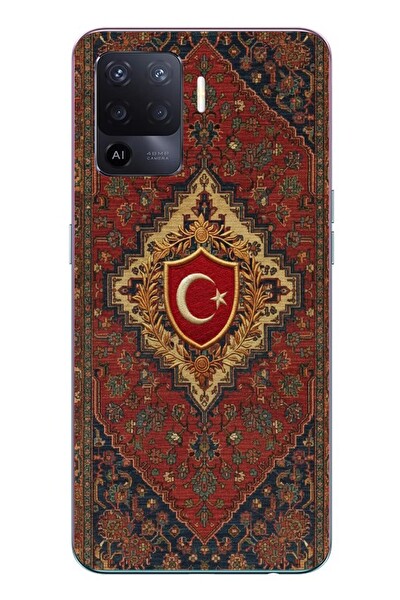 Le Balvo Oppo Reno 5 Lite Uyumlu Türkiye Bayraklı Halı Baskılı Silikon Kılıf