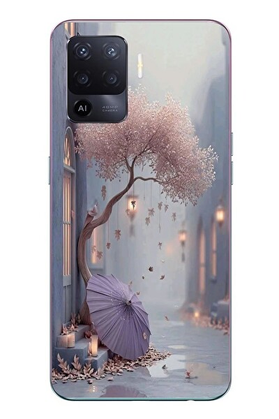 Le Balvo Oppo Reno 5 Lite Uyumlu Mor Lamba Altı Baskılı Silikon Kılıf