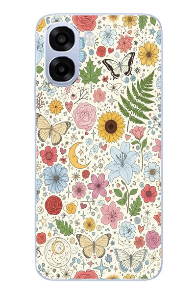 Le Balvo Oppo A6t - A6X Uyumlu Bitkilerin Ahengi Baskılı Silikon Kılıf