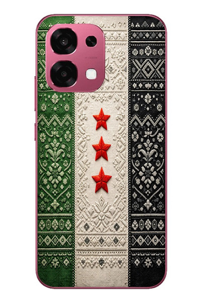 Le Balvo Oppo A6 PRO Uyumlu Suriye Bayrağı Dokuma Baskılı Silikon Kılıf