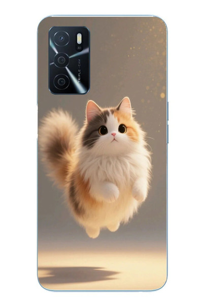 Le Balvo Oppo A16 Uyumlu Zıplayan Kedi Baskılı Silikon Kılıf