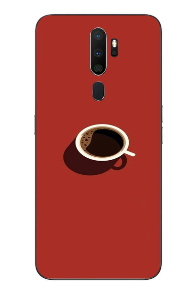 Le Balvo Oppo A5 2020 Uyumlu Sade Kahve Kupası Baskılı Silikon Kılıf