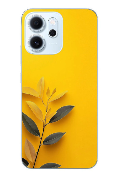 Le Balvo Oppo Reno 14F Uyumlu Sarı Siyah Çiçekler Baskılı Silikon Kılıf