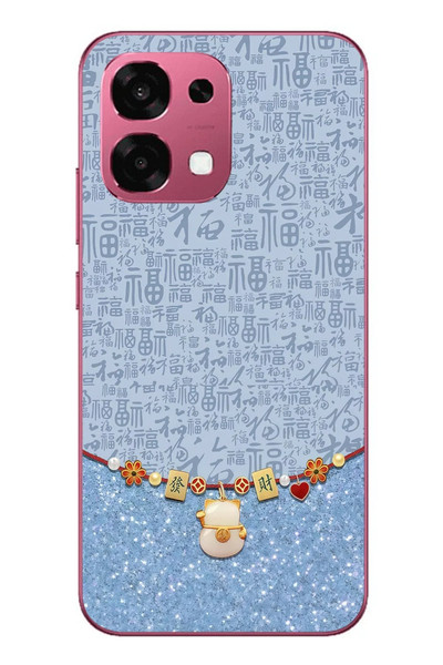 Le Balvo Oppo A6 PRO Uyumlu Mavi Japon Desen Baskılı Silikon Kılıf