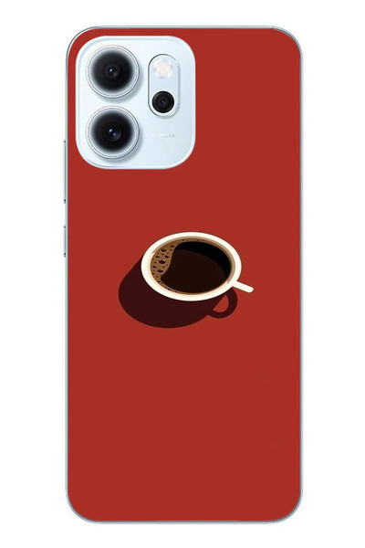 Le Balvo Oppo Reno 14F Uyumlu Sade Kahve Kupası Baskılı Silikon Kılıf