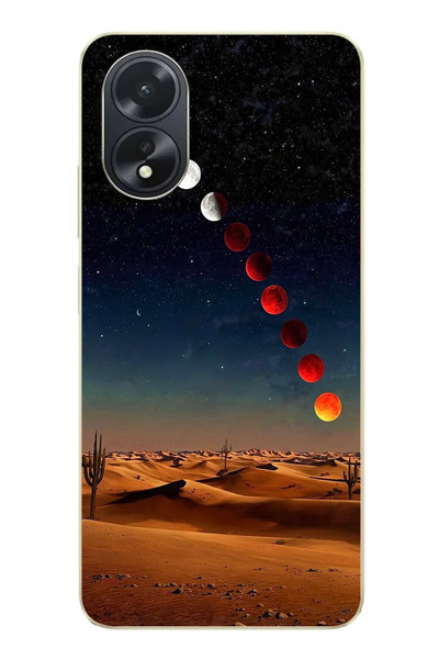 Le Balvo Oppo A38 Uyumlu Ayın Geçişi Baskılı Silikon Kılıf