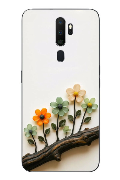 Le Balvo Oppo A5 2020 Uyumlu Dalda Açan Çiçekler Baskılı Silikon Kılıf