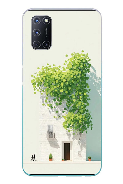 Le Balvo Oppo A52 Uyumlu Sarmaşıklı Ev Baskılı Silikon Kılıf