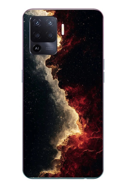 Le Balvo Oppo Reno 5 Lite Uyumlu Uzay Boşluğu Baskılı Silikon Kılıf