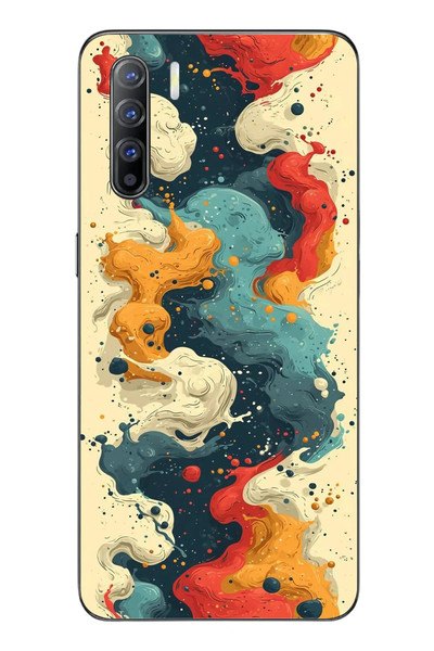 Le Balvo Oppo Reno 3 Uyumlu Ahenkli Boya İzleri Baskılı Silikon Kılıf