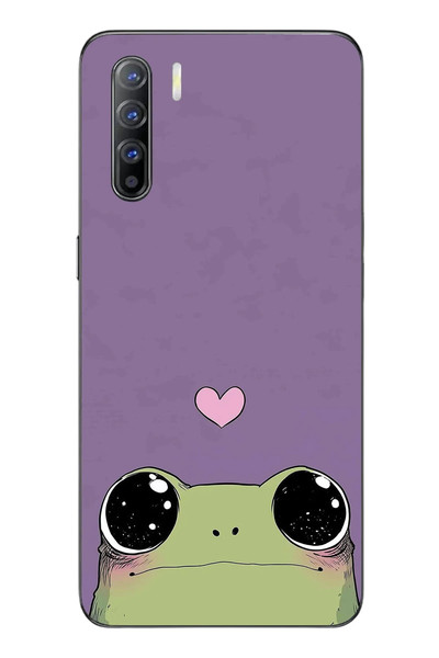 Le Balvo Oppo Reno 3 Uyumlu Mor Kalpli Kurbağa Baskılı Silikon Kılıf