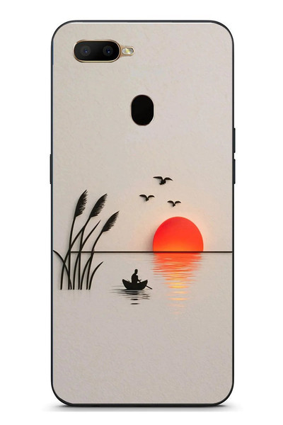 Le Balvo Oppo A5S Uyumlu Gün Batımı Çizim Baskılı Silikon Kılıf