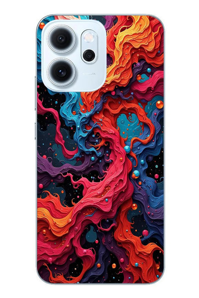 Le Balvo Oppo Reno 14F Uyumlu Dalgaların İz Karışımı Baskılı Silikon Kılıf