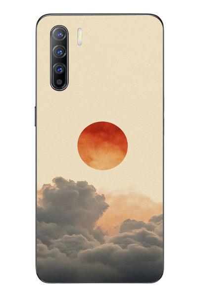 Le Balvo Oppo Reno 3 Uyumlu Bulut ve Güneş Baskılı Silikon Kılıf