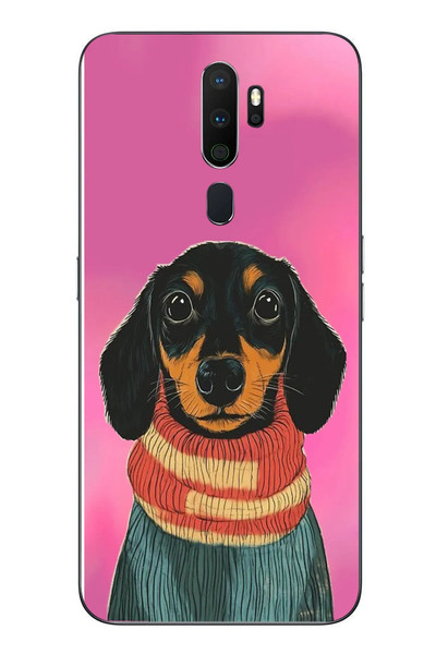 Le Balvo Oppo A5 2020 Uyumlu Sevimli Siyah Köpek Baskılı Silikon Kılıf