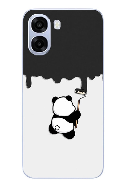 Le Balvo Oppo A6t - A6X Uyumlu Boyacı Panda Baskılı Silikon Kılıf