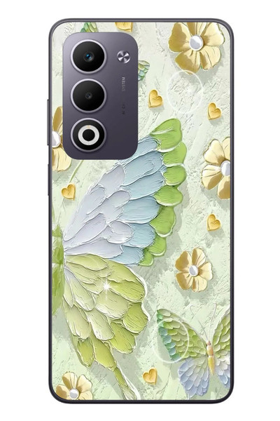 Le Balvo Oppo A5 4G Uyumlu Yeşil Mavi Kelebek Baskılı Silikon Kılıf