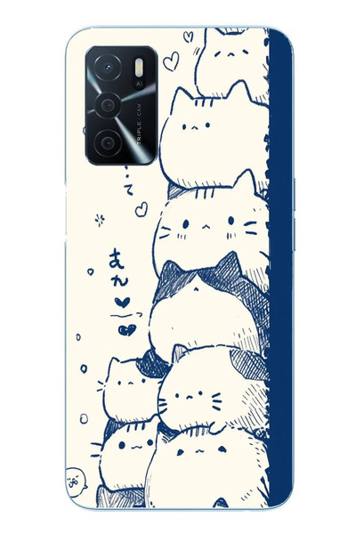 Le Balvo Oppo A16 Uyumlu Mavi Kedi Kardeşliği Baskılı Silikon Kılıf