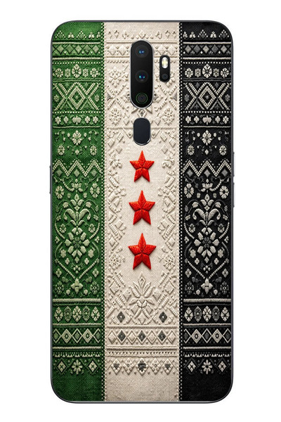 Le Balvo Oppo A5 2020 Uyumlu Suriye Bayrağı Dokuma Baskılı Silikon Kılıf