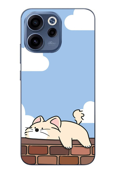 Le Balvo Oppo Reno 15F Uyumlu Duvar Üstünde Kedi Baskılı Silikon Kılıf