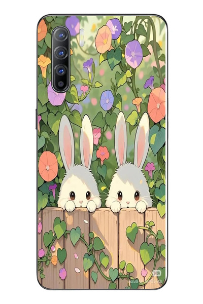 Le Balvo Oppo Reno 3 Uyumlu Tavşan Kardeşler Baskılı Silikon Kılıf