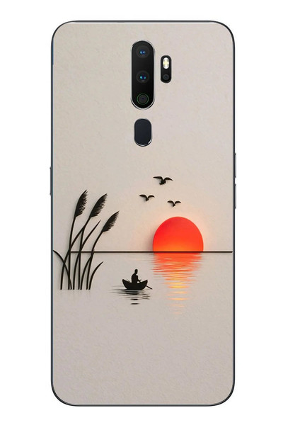 Le Balvo Oppo A5 2020 Uyumlu Gün Batımı Çizim Baskılı Silikon Kılıf
