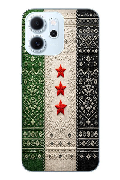 Le Balvo Oppo Reno 14F Uyumlu Suriye Bayrağı Dokuma Baskılı Silikon Kılıf