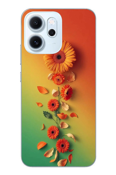 Le Balvo Oppo Reno 14F Uyumlu Ayçiçeği Bükleleri Baskılı Silikon Kılıf