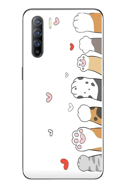 Le Balvo Oppo Reno 3 Uyumlu Kedi Harekatı Patileri Baskılı Silikon Kılıf