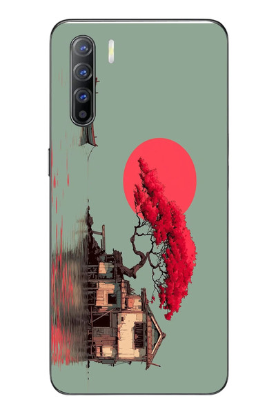 Le Balvo Oppo Reno 3 Uyumlu Sahil Evi Baskılı Silikon Kılıf