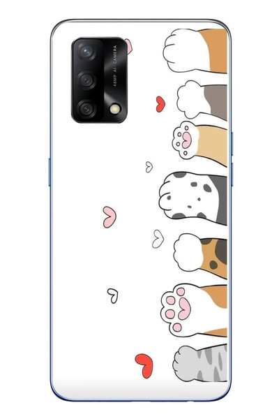 Le Balvo Oppo A74 Uyumlu Kedi Harekatı Patileri Baskılı Silikon Kılıf
