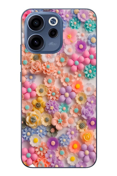 Le Balvo Oppo Reno 15F Uyumlu Çiçek Bükleleri Baskılı Silikon Kılıf