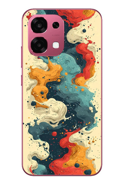 Le Balvo Oppo A6 PRO Uyumlu Ahenkli Boya İzleri Baskılı Silikon Kılıf
