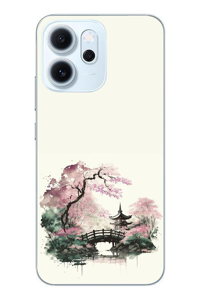 Le Balvo Oppo Reno 14F Uyumlu Japon Bahçesi Baskılı Silikon Kılıf
