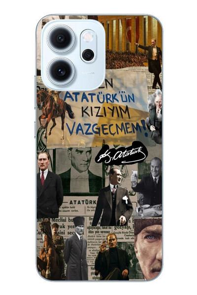 Le Balvo Oppo Reno 14F Uyumlu Ben Atatürk Kızıyım Baskılı Silikon Kılıf