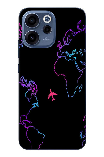 Le Balvo Oppo Reno 15F Uyumlu Dünya Uçuşu Baskılı Silikon Kılıf