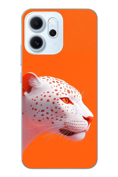 Le Balvo Oppo Reno 14F Uyumlu Turuncu Kaplan Baskılı Silikon Kılıf