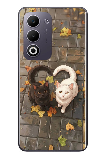 Le Balvo Oppo A5 4G Uyumlu Kalp Kuyruklu Kediler Baskılı Silikon Kılıf