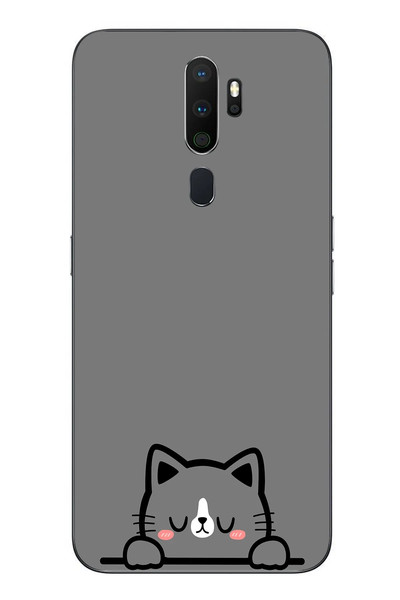 Le Balvo Oppo A5 2020 Uyumlu Uyuyan Kedi Baskılı Silikon Kılıf