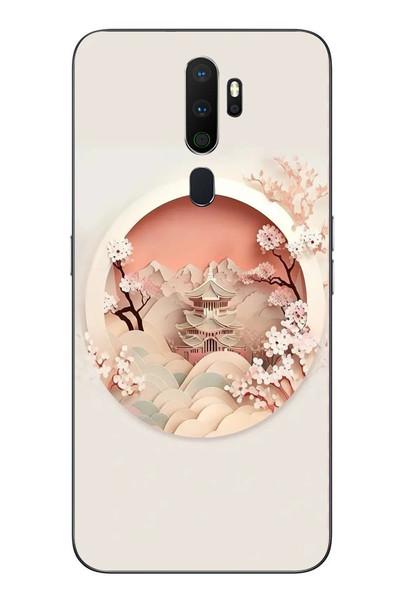 Le Balvo Oppo A5 2020 Uyumlu Manzar Retro Yuvarlak Baskılı Silikon Kılıf