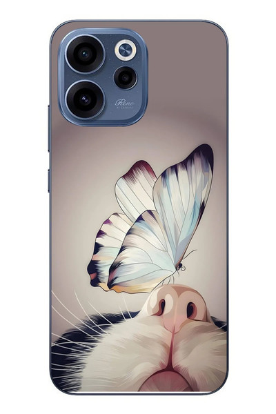 Le Balvo Oppo Reno 15F Uyumlu Kelebekli Kedi Baskılı Silikon Kılıf