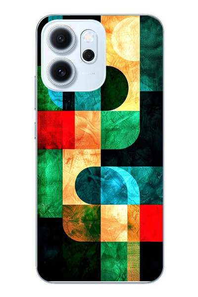 Le Balvo Oppo Reno 14F Uyumlu Modern Çizgiler Baskılı Silikon Kılıf