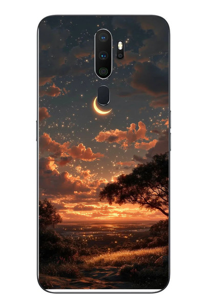 Le Balvo Oppo A5 2020 Uyumlu Ay Gecesi Baskılı Silikon Kılıf